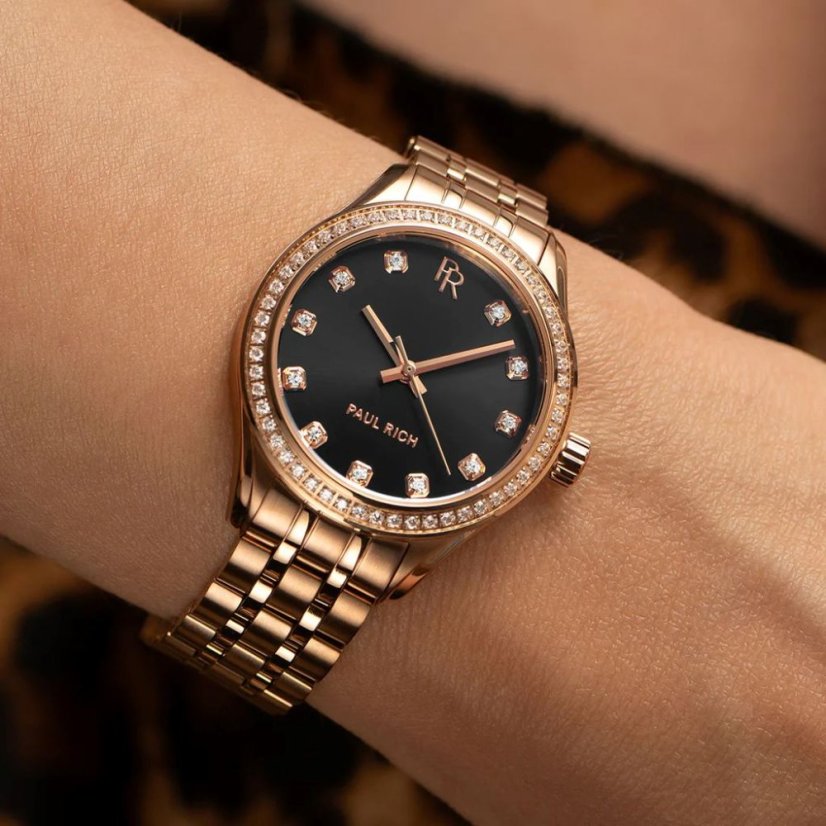 Dámske hodinky Paul Rich Crystelle Rose Gold Black
